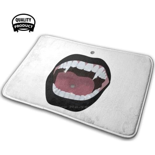 Vampire Mouth With Piercings 3D Soft Non-Slip Mat Rug Carpet Cushion Vampire Black Piercing Mouth Goth Punk