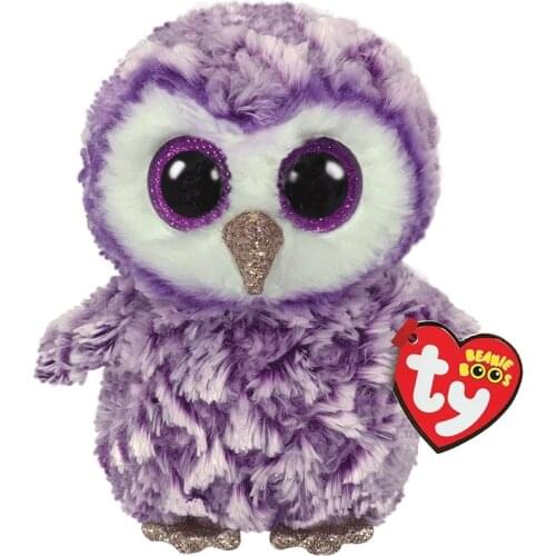 15CM Ty Beanie Big Shiny Eyes Purple Owl Golden Mouth Soft Plush Stuffed Pillow Animal Favorites Doll Toy Child Birthday Gift
