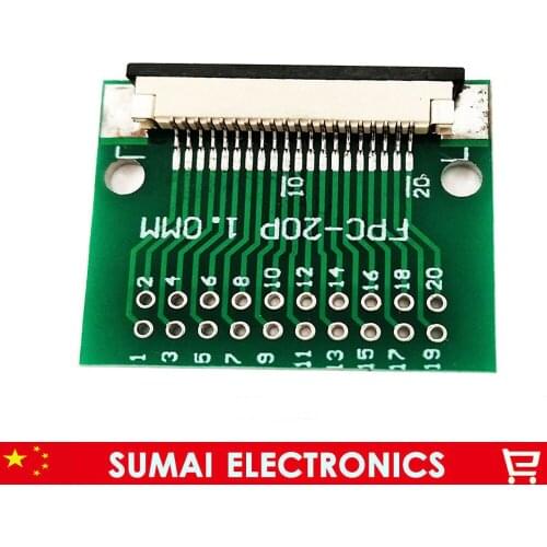 20 pin 1.0mm pitch FPC/FFC PCB connector socket adapter board,20P flat flex cable one-sided socket