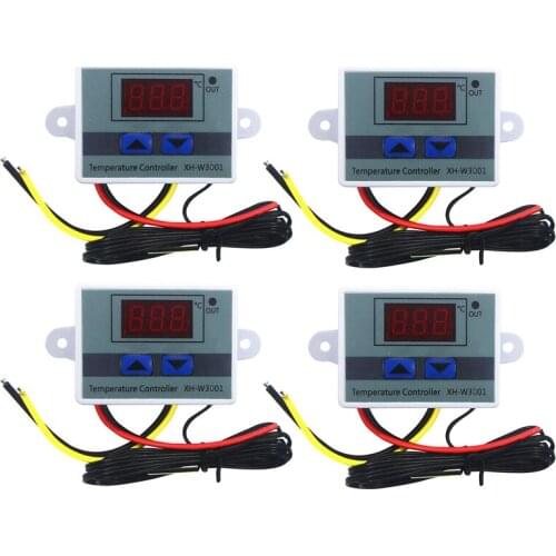 4Pcs 220V Ac Digital Led Temperature Controller Xh-W3001 for Incubator Cooling Heating Switch Thermostat Ntc Sensor
