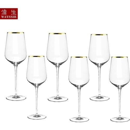 6pcs Gold Line Champagne Crystal Glass Cup Wedding Toasting Party Wine Crystal Glass Cup Decoration Cocktail Whiskey Drinking