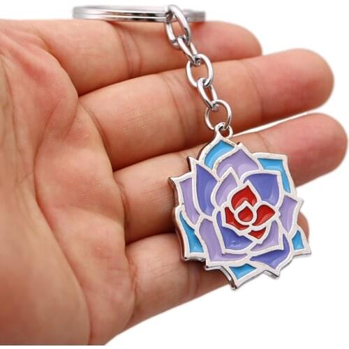 Game Bloodstained Ritual of the Night Keychain Rose Flower Pendant Key Ring Chain Neck Car Bag Chaveiro Cosplay Jewelry Gift