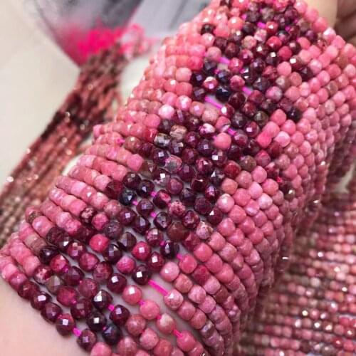 LOOSE BEADS gradient pink Rhodochrosite 4-4.5mm faceted square Wholesale for DIY jewelry necklace 36cm