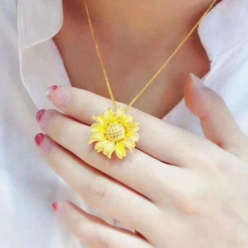 Exquisite Carved Sunflower Pendant Necklace For Women Jewelry Vintage S925 Snake Chain Necklace Lady Choker Accessories Princess