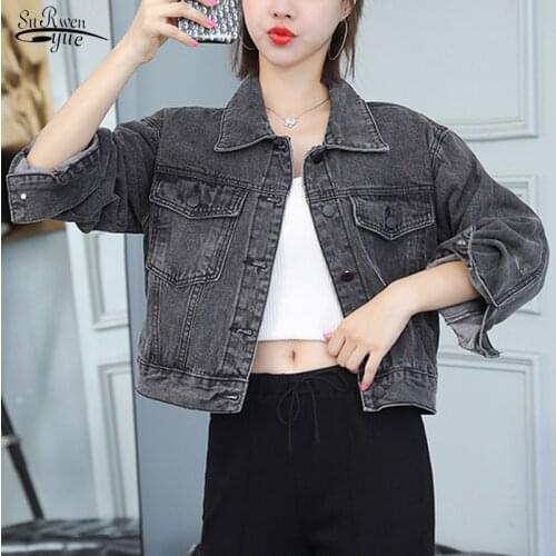 Spring Autumn Jacket Solid Casual Tops Women Clothes New Plus Size Jeans Denim Coat Jean Jacket Korean Vintage Womens 16293