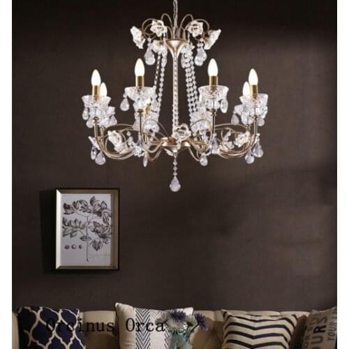 European luxury Silver Crystal Chandelier living room dining room bedroom French romantic led Flower Crystal Chandelier
