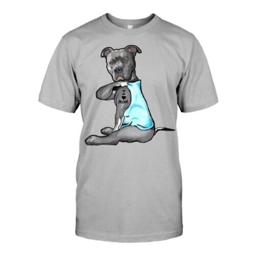 Dog Pitbull I Love Mom Tattoo Gift T-Shirt Unisex Women Men Tee Shirt