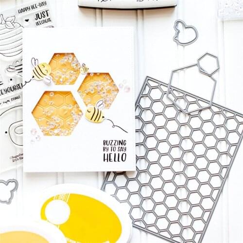 JMCRAFT Honeycomb Border Background Metal Cutting Dies DIY Scrapbook Handmade Paper Craft Metal Steel Template Dies