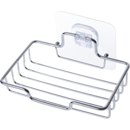 Toilet drain fertilizer soap rack suction cup wall hanging type creative rack stainless steel soap box 9*13cm