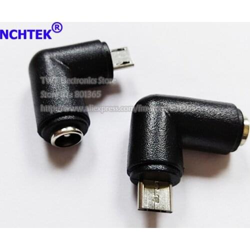 NCHTEK 90 Degree Angled Micro USB 2.0 Male to DC 5.5x2.1MM Female Jack Power Charge Adapter/Free DHL Shipping/300PCS