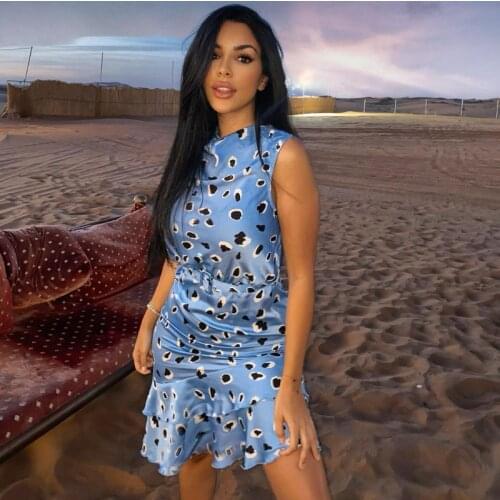 2021 Summer New Lapel Printing Pajamas Home Leisure Sleep Wear Dress Sexy Club Dress Clothing Women