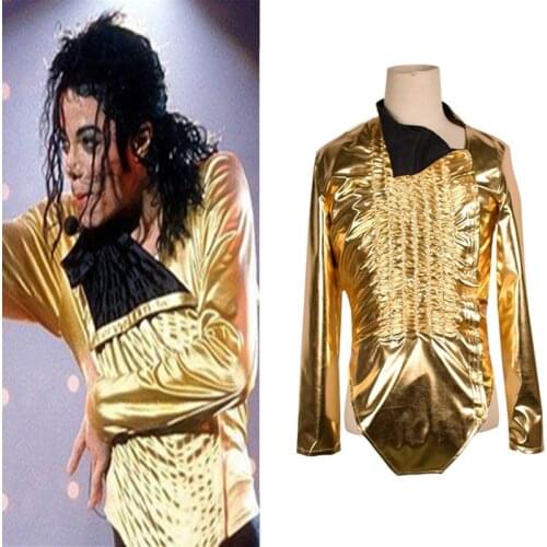 Gold Coat Michael Jackson cosplay party costume sexy men stage show jacket dj singer men golden jackets