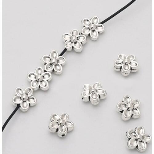 30Pcs Tibetan Silver Metal spacer beads Flower Bead Spacer Charms for Jewelry Making Findings
