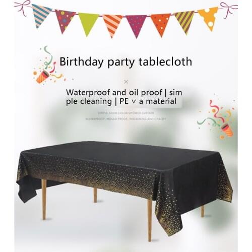 Rectangle Tablecloth with Golden Dot Decoration Disposable Plastic Party Accessory for Banquet / Wedding / Birthday