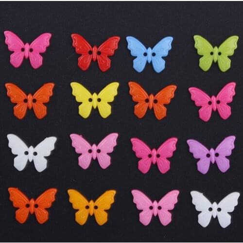 Handmade Mixing Colorful Butterfly Plastic Button for Clothing Crafts Scrapbooking Accessories Sewing Coat DIY Button Decorative