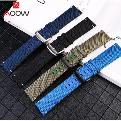 22mm Genuine Leather Nylon Strap Stainless Steel Buckle Sport Diving Men Replacement Bracelet Watch Band for Mido ocean star