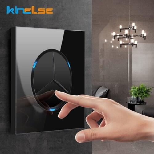 Luxury LED Lights Switches 1 Gang 1 Way 2 Gang 3 Gang 4 Gang 2 Way Click Interrupteur LED Indicator Glass Panel 110-250V AC 16A