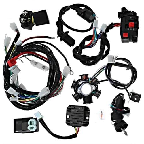 Replacement ATV Ignition Coils Start Wire Harness Compatible for GY6 125CC-150CC (Black, Random Color Accessory)