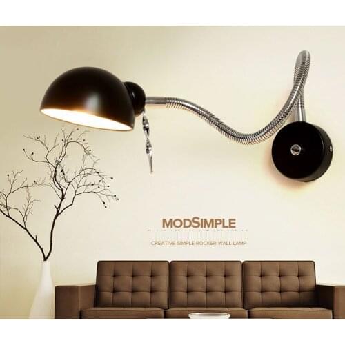 Modern Creative Chrome/White/Black Painted Reading Light with Long Swing Arm Adjustable LED Wall Lamp For Home Lighting Fixtures