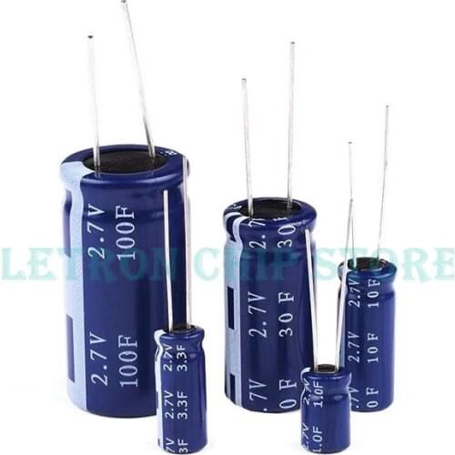 Super capacitors farad capacitor 2.7V 0.5F 1.0F 1F 2F 3.3F 4F 4.7F 5F 6F 7F 8F 10F 15F 20F 25F 30F 40F 50F 60F 70F 100F 120F