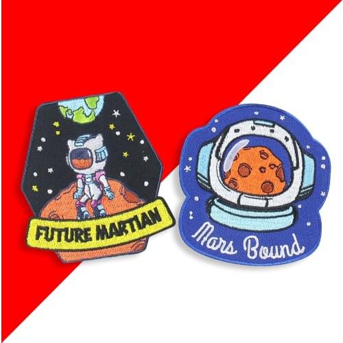 Cartoon Iron on Embroidery Patch Astronaut Mars Explorer Cloth Sticker DIY Sewing Supplies Kids Clothing Thermoadhesive Patches