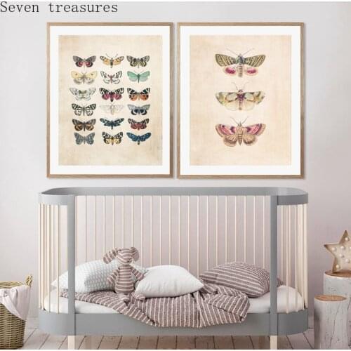 Vintage Butterfly Prints Insect Nature Kids Education Poster Nursery Room Decoration Wall Art Pictures Canvas Painting Children