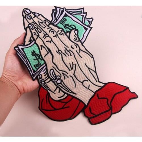 Fine Go begging USD Funny Money Patches DIY Fly Dollars Patch Iron On Patches Cartoon Embroidered Stickers For Clothes Patches