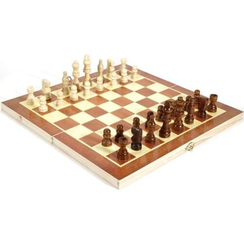 Funny Folding Folable Wooden International Chess 1set Mini Magnetic Chess Chessmen Collection Portable Board Travel Games