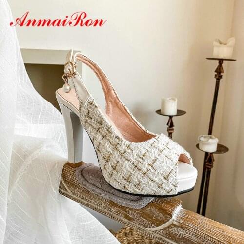 ANMAIRON Women Sandals PU Basic Women Shoes Casual Buckle Strap Elegant Nylon Fashion Shallow 2020 Platform High Super 34-43