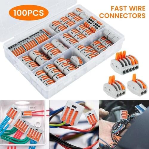 100pcs Universal Electrical Wire Connector Spring Push-in Terminal Block Fast Wiring Cable Connector For Cable Connection