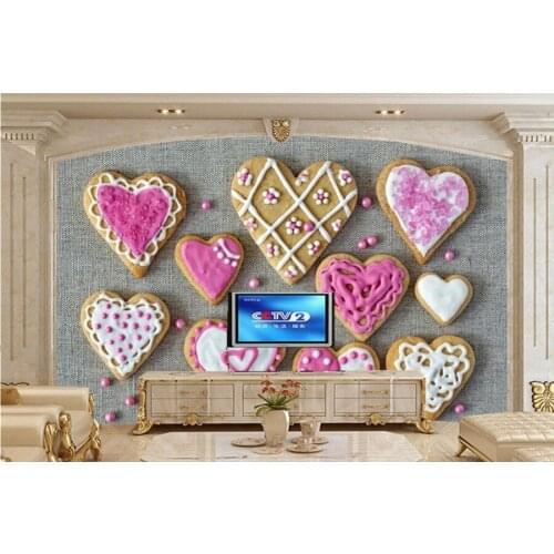 3d wallpaper,Cookies Heart Food wallpapers papel de parede,restaurant kitchen living room sofa TV wall 3d wall murals wallpaper