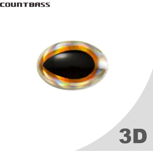 50pcs COUNTBASS 6x5mm Oval 3D Holographic Fishing Lure Eyes, Gold Rims 3D Fish Lure Eyes