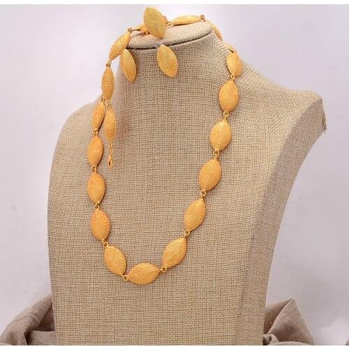 African jewelry set nigerian wedding For Women Heart Bridal African Gold Color Jewelry Set Dubai Necklace Earrings Bride Gift