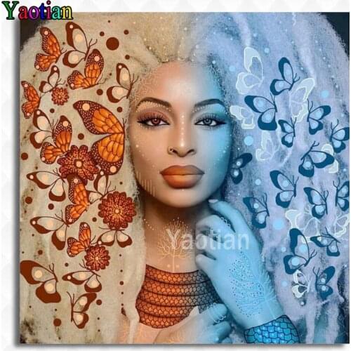 5d Diamond Painting Full Square New Arrivals African woman butterfly,Handmade Gift Diamond Embroidery Mosaic Children Room Decor