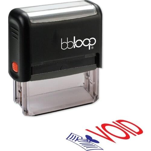 BBloop "VOID" W/Scissor Illustration Self-Inking Stamp, Rectangular, Laser Engraved, RED