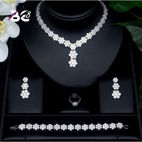 Be 8 New Design Brilliant Earring Ring Necklace Jewelry Set for Women Bridal Wedding Accessories Wholesale Bijoux Femme S426