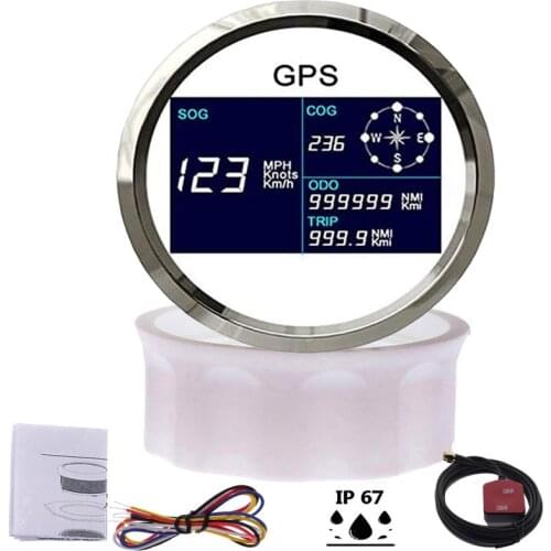 85mm Waterproof Digital GPS Speedometer Gauge with 7 Colors Backlight for Car Boat Gauge +OverSpeed Buzzer Alarm & Trip COG