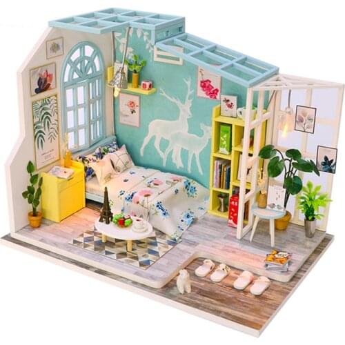 DIY European Architecture Wooden Dollhouse Miniature Furniture With LED Kits Doll Houses Assemble Toys Kids Birthday Gift Casa