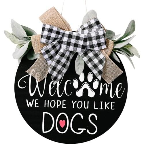 Welcome Door Hanger Decoration Front Door Wreath Decor Welcome We Hope You Like Dog Letter Plaques Porch Home Decor Dropshipping