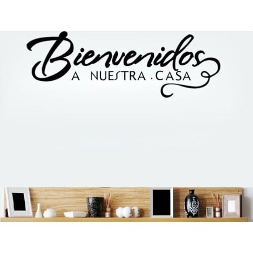 Welcome to Our Home Spanish Quote Wall Sticker Welcome Sign Decoration Vinyl Decals Bienvenidos a nuestra casa Home Decor