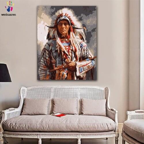 DIY colorings pictures by numbers with colors National elder female chief picture drawing painting by numbers framed Home