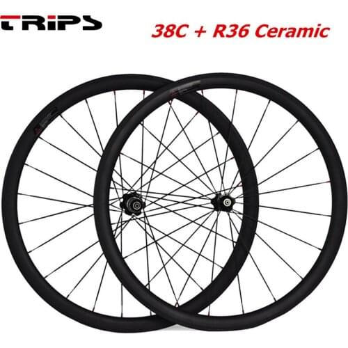 Ceramic bearing powerway R36 carbon wheels pillar 1432 road bike carbon wheel 38mm clincher tubular 700C racing bicycle wheelset
