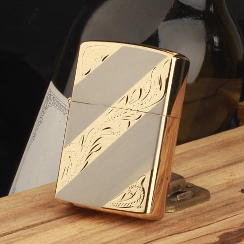 CHIEF Mans Classic Windproof Kerosene Wheel Flint Lighter Antique Pure Brass Candle Lighters Creative Cool Gift