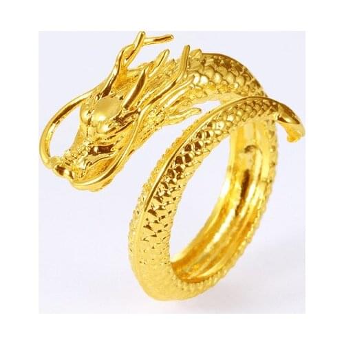Dragon Ring Band Cool Mens Jewelry Yellow Gold Filled Classic Mens Accessories Size Free