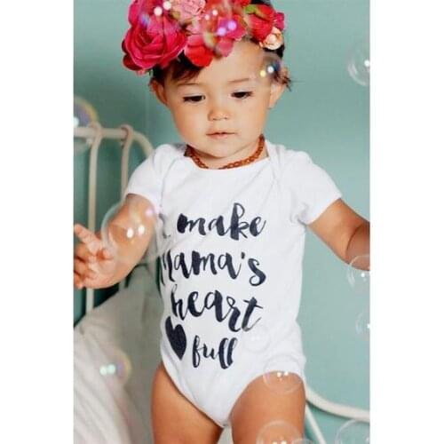 NewbornJumpsuit I Make Mamas Heart Full Print Funny Infant Baby Boys Girls Short Sleeve Romper Todddler Unisex Clothes