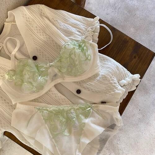 Wriufred Retro Three-dimensional embroidery lingerie panties set girl cotton love lace push up underwear bra set multi-types