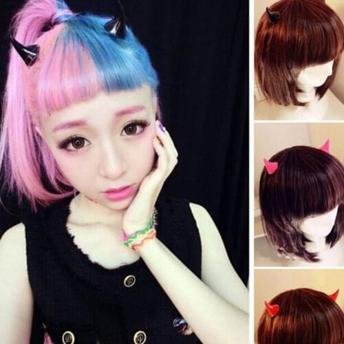 2pcs Horror Gothic Halloween Party Cosplay Costume Small Demon OX Horn Halloween Hair Accessories Clip Pin Hairpins