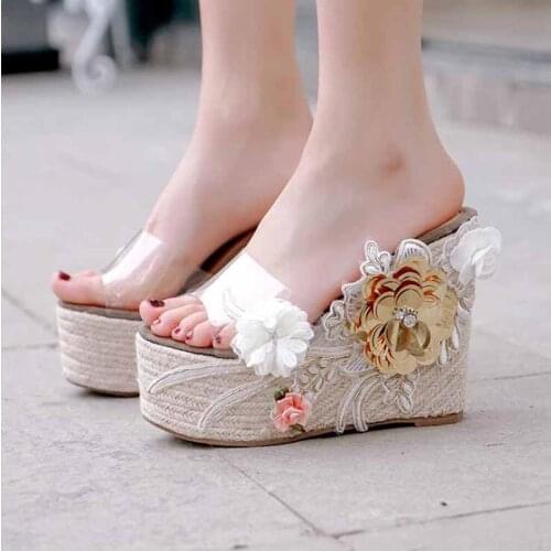 Summer Sexy Flip Flops Women Flip-flop beach shoes Sandals Bohemian Muffin Slope With Sandals Women slippers