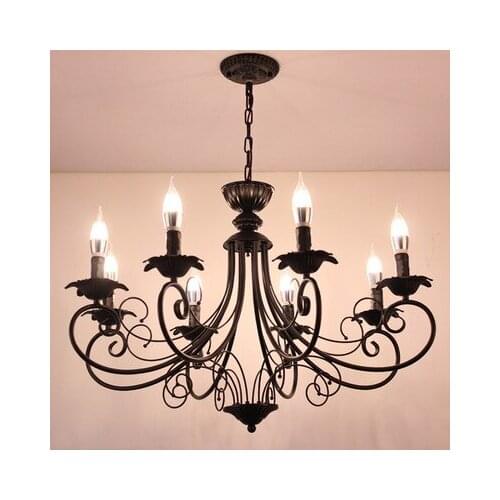 Nordic LivingRoom Chandelier Lighting Modern Household Lighting Personality Dining room black Chandelier Retro Candle Chandelier