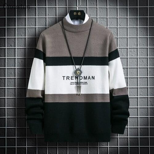 2021 NEW Warm Sweater Men New Winter Comfortable elasticity Mens Sweater Knitted Pullover Casual Half high collar Sweater Men